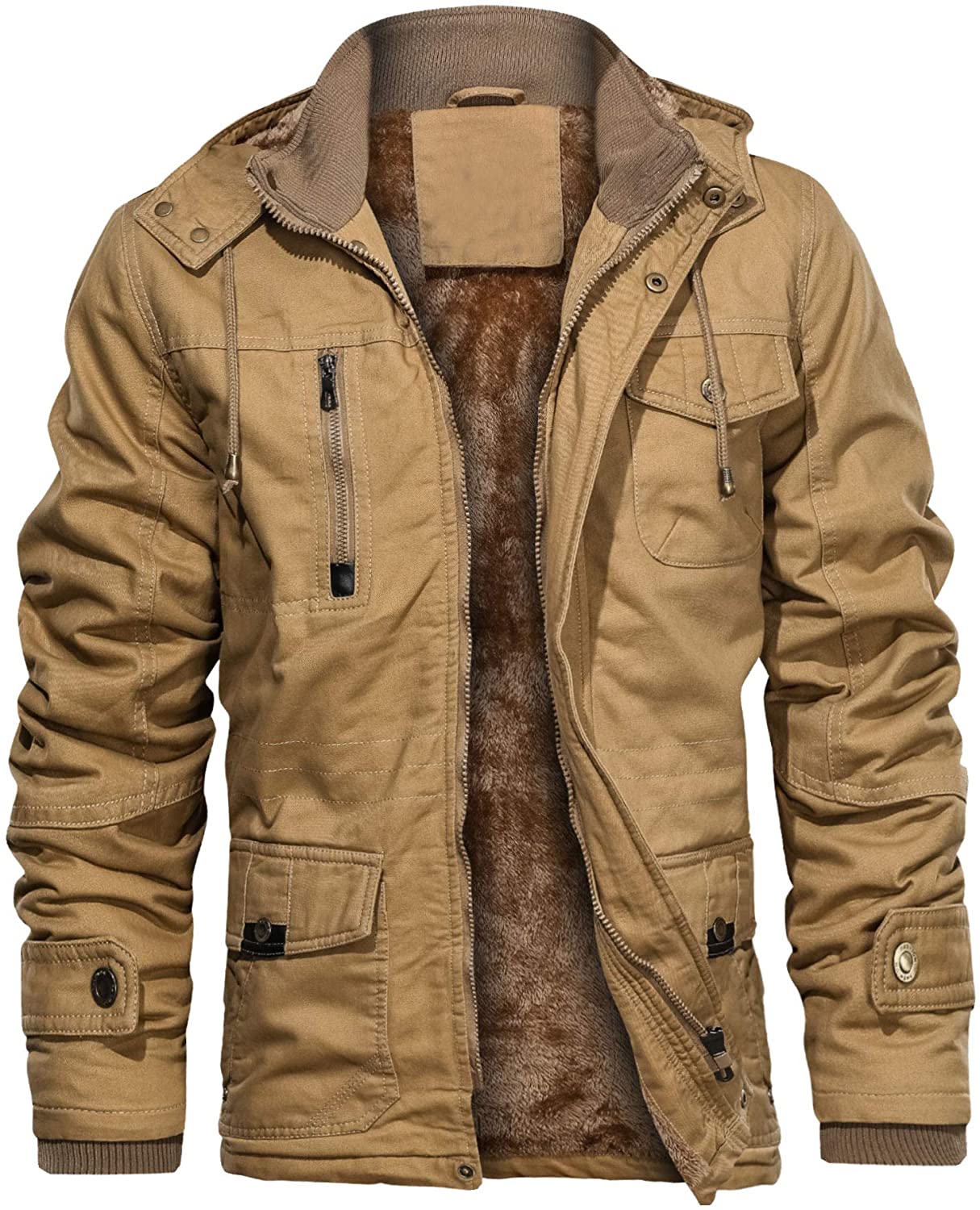 CHEXPEL Men's Thick Winter Jackets with Hood Fleece Lining