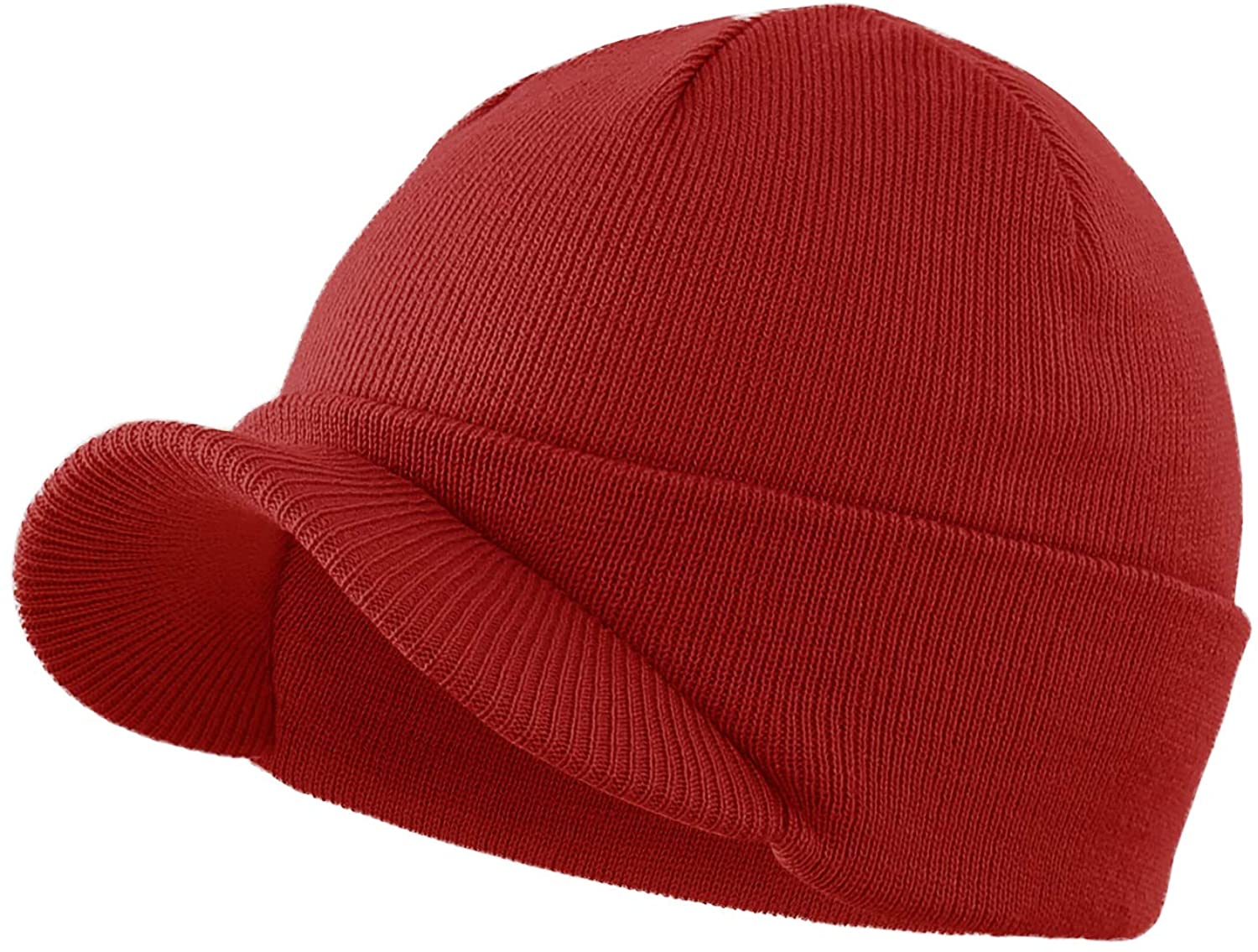 Home Prefer Men's Winter Beanie Hat with Brim Warm Double Knit Cuff Beanie  Cap