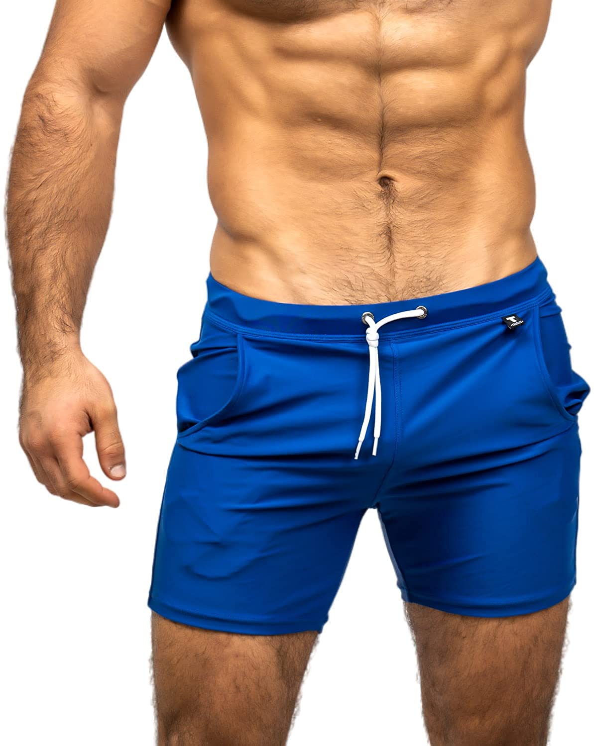 Taddlee Men's Swim Trunks Solid Brief Boxer Swimwear Swimsuits Square Cut  Pocket