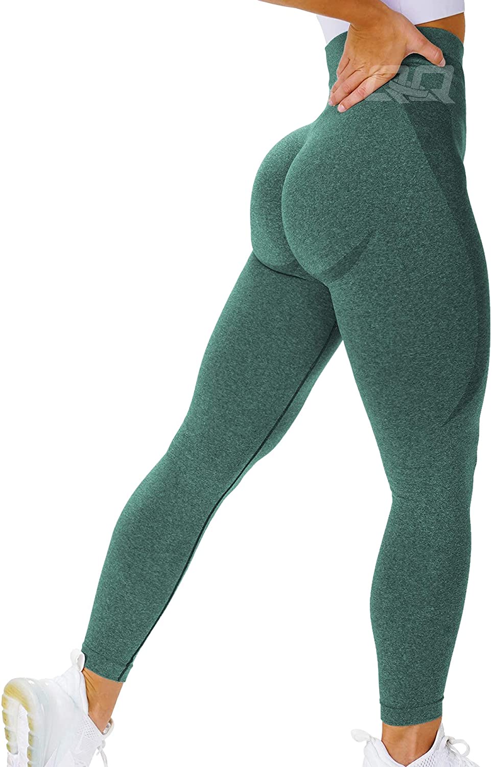 QOQ Women High Waist Workout Leggings Seamless Butt Lift Scrunch Booty Yoga  Pants Vital Tummy Control Compression Tights Chocola