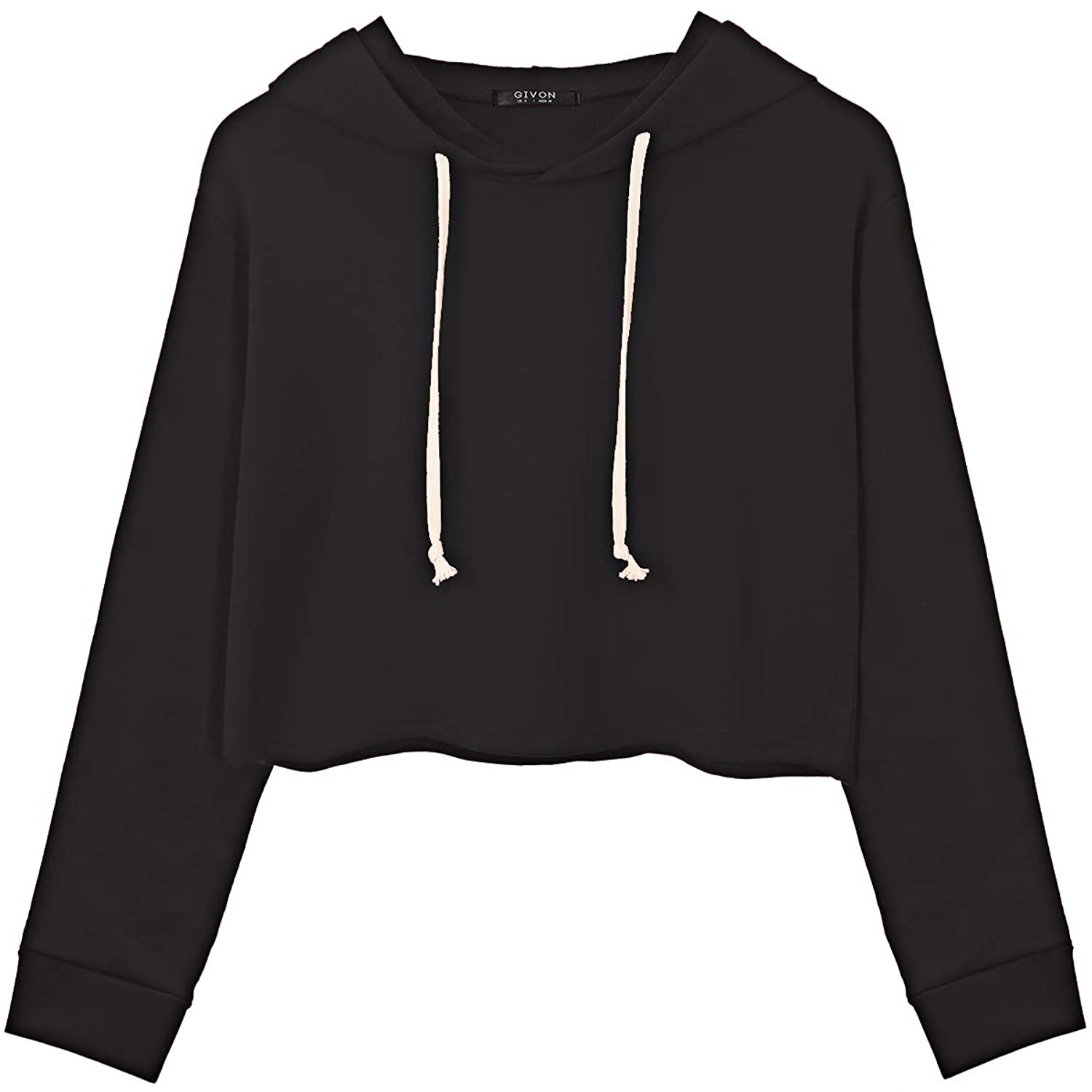SweatyRocks Womens Warm Fleece Crop Top Solid Long Sleeve Hoodie Sweatshirt Pullover Shirt