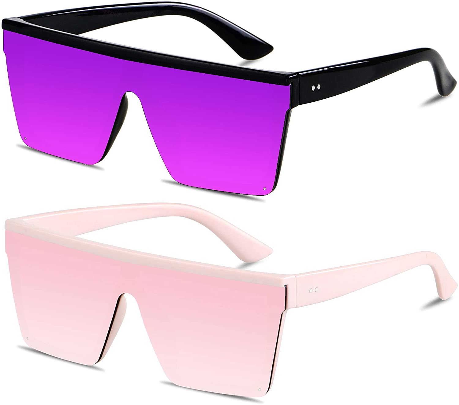 LYZOIT Square Oversized Sunglasses for Women Men Big Flat Top Fashion Shield Large UV Protection Rimless Shades