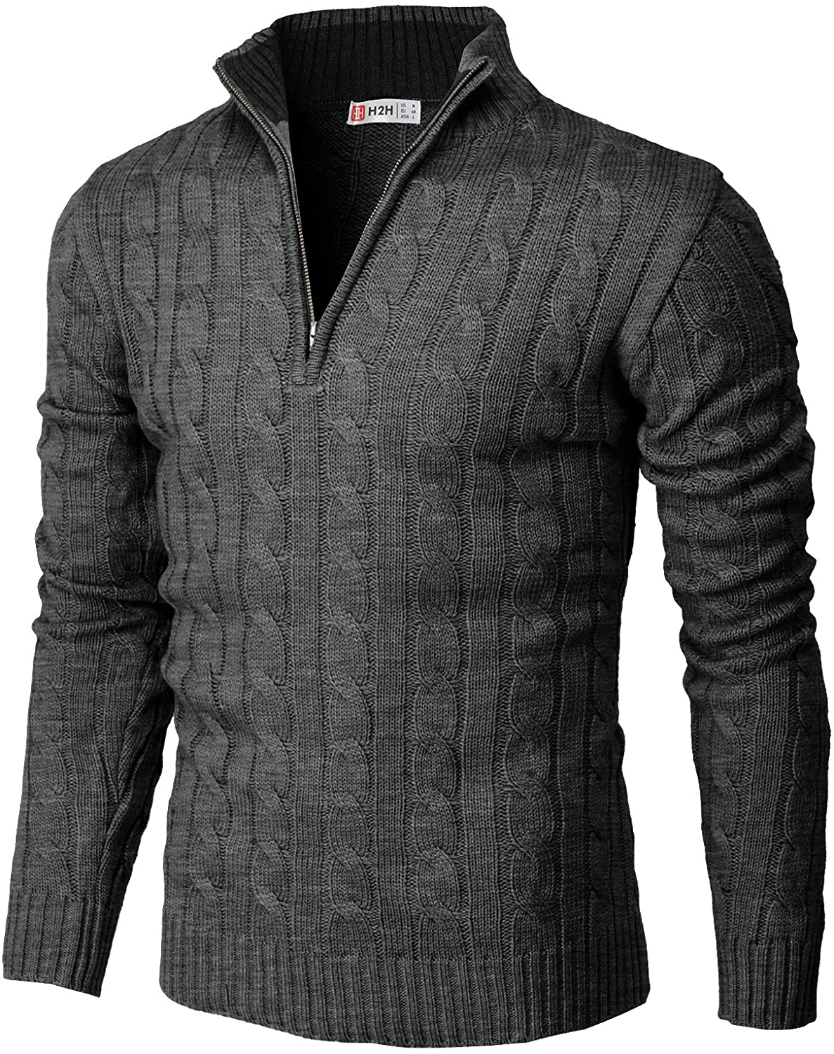 H2H Mens Casual Slim Fit Pullover Sweaters Long Sleeve Knitted Fabric ...