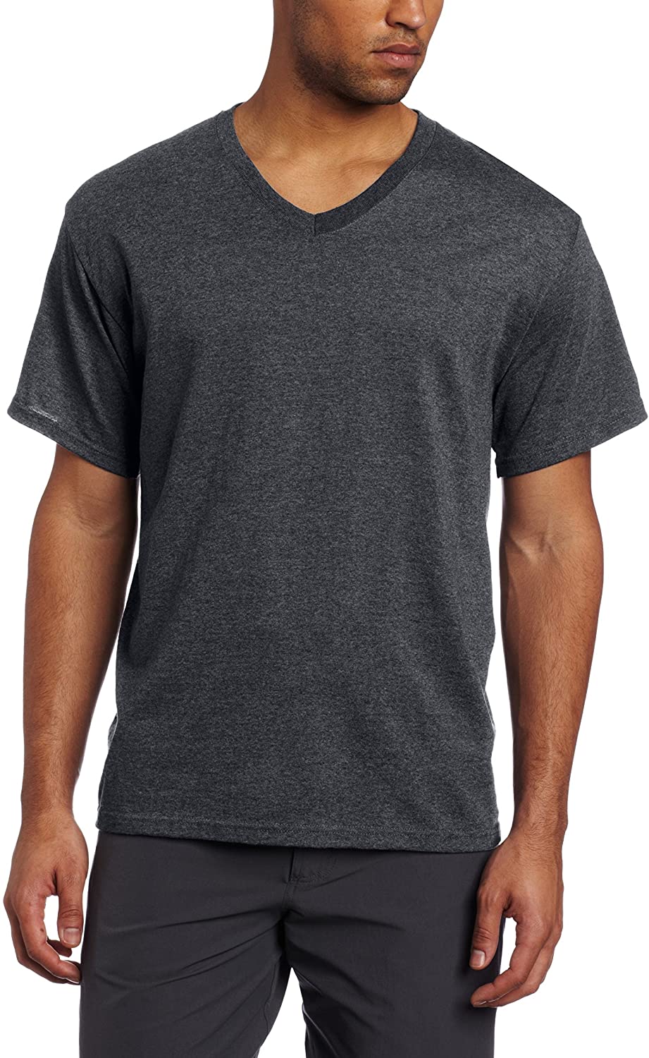 3XL Russell Mens Slim Fit Plain Polycotton Vee V-Neck T-Shirt Tee Shirt XS