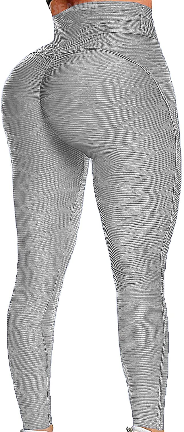 SEASUM Women's High Waist Yoga Pants Scrunched Booty Leggings Workout  Running Bu
