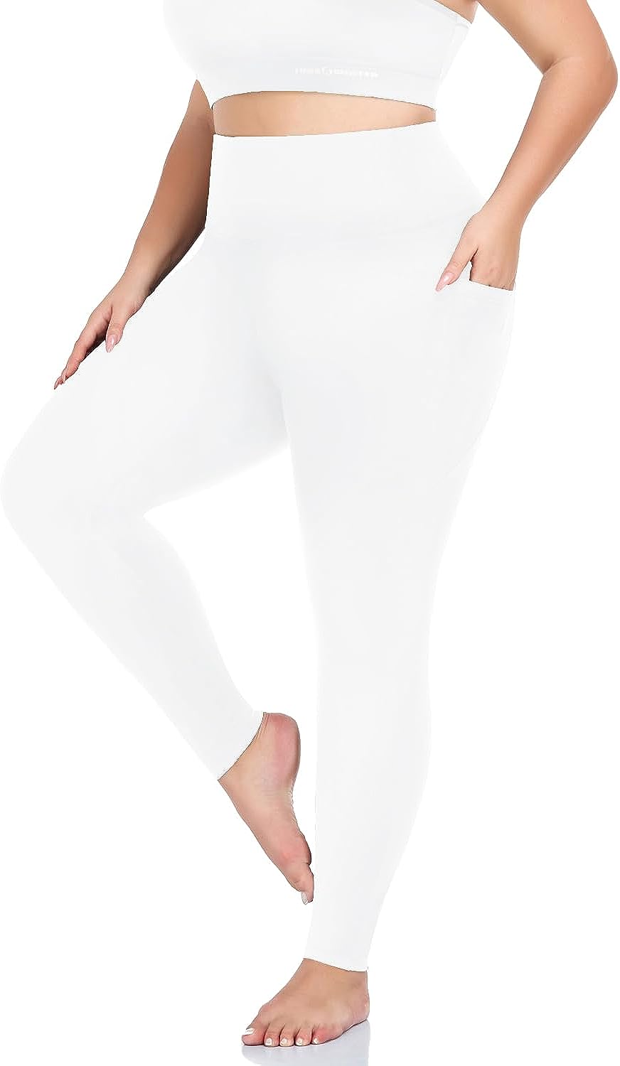 MOREFEEL Plus Size Leggings for Women with Pockets-Stretchy X-4XL Tummy  Control
