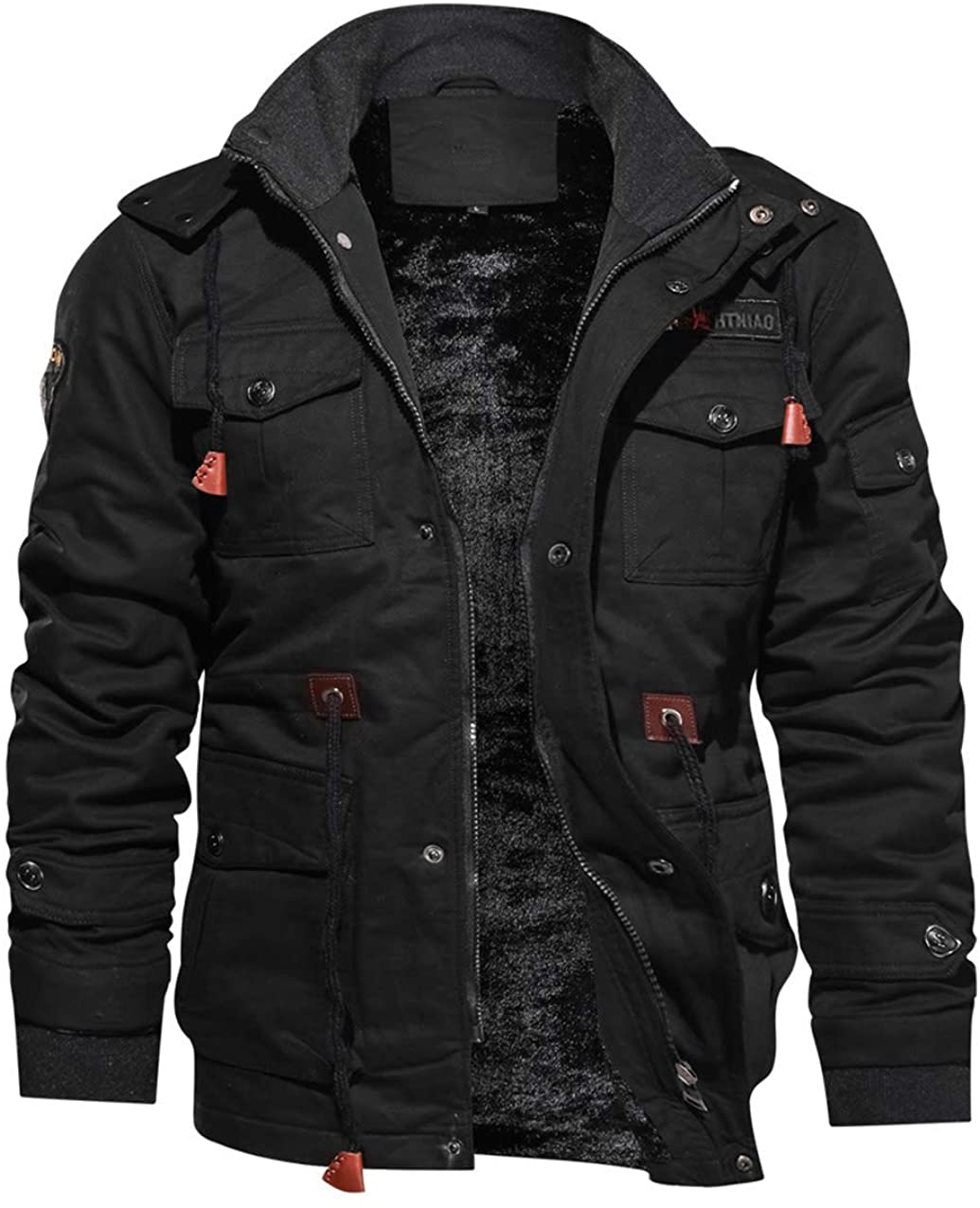 TACVASEN Men's Jacket-Casual Winter Cotton Military Jacket Thicken Hooded  Cargo