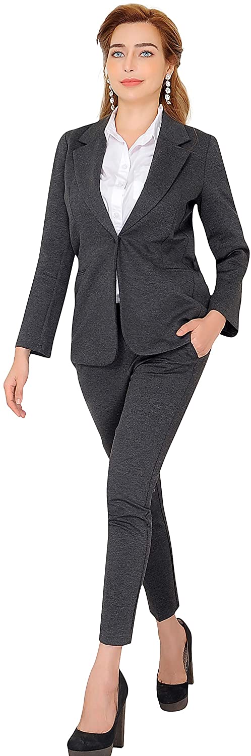  Marycrafts Women's 2 Buttons Business Blazer Pant Suit