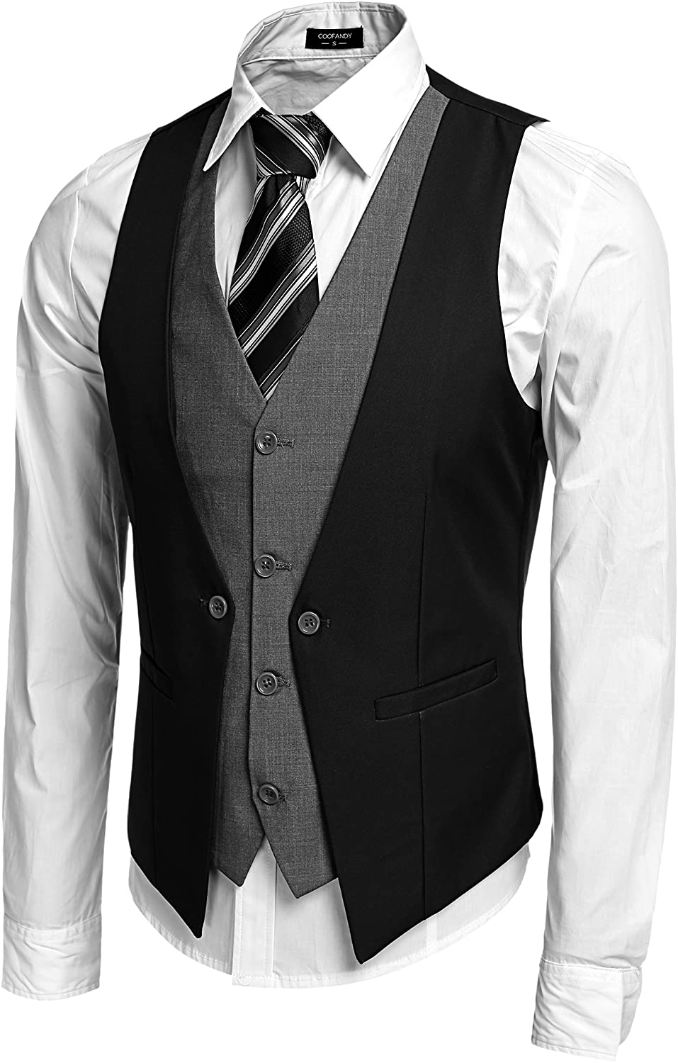 COOFANDY Men's V-Neck Suit Vests Fashion Formal Slim Fit Business Dress Vest Waistcoat 