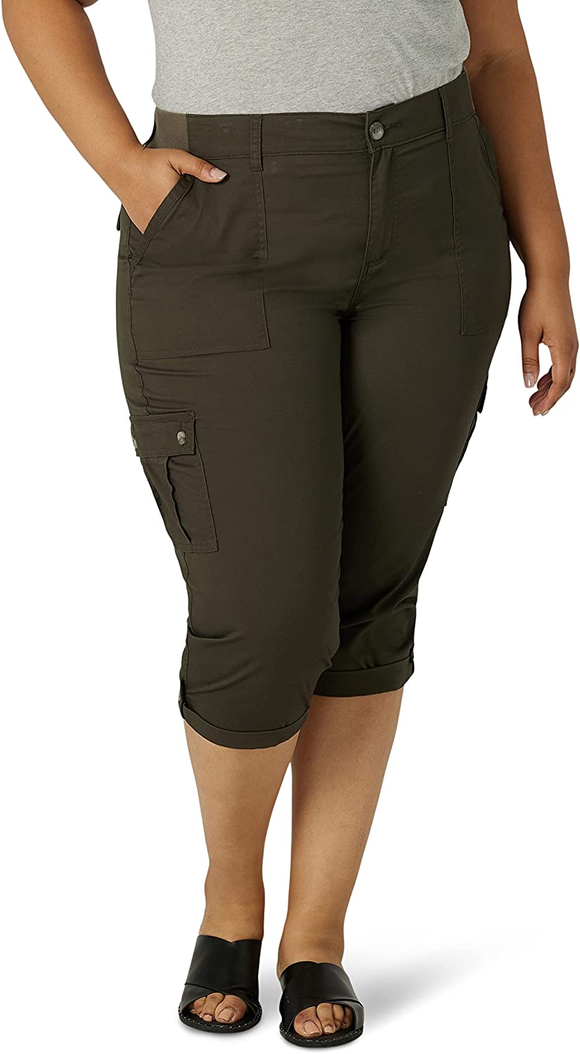 Lee Women's Plus Size Flex-to-go Mid-Rise Relaxed Fit Cargo Capri Pant |  eBay
