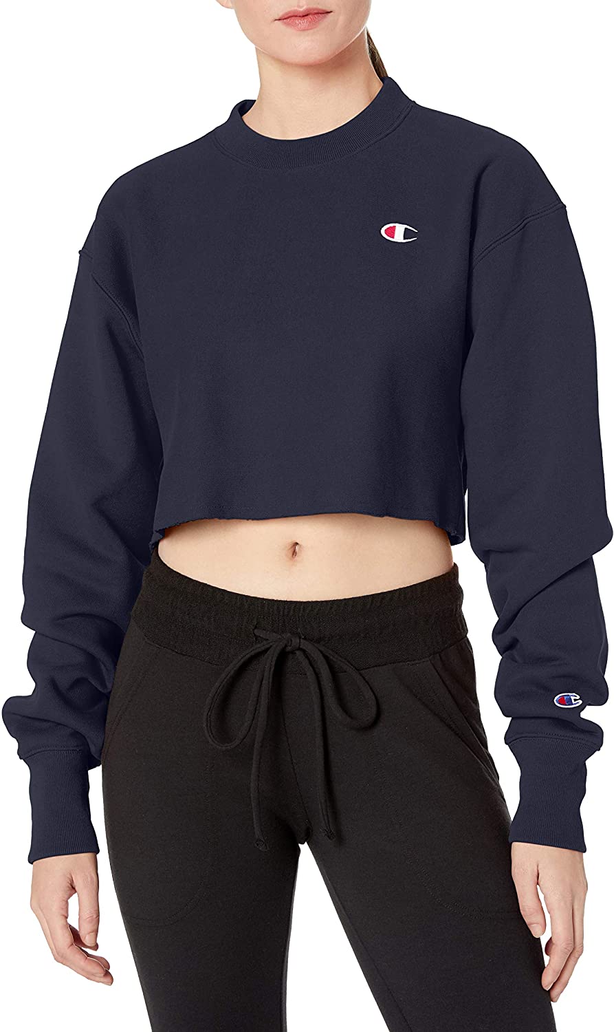 purple cropped champion sweatshirt