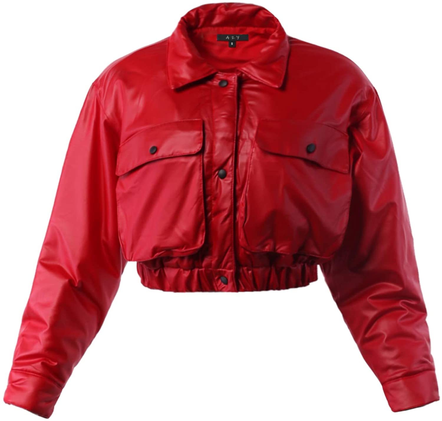 A2Y Women's Cropped Front Two Pocket Snap Quilted Padding Bomber