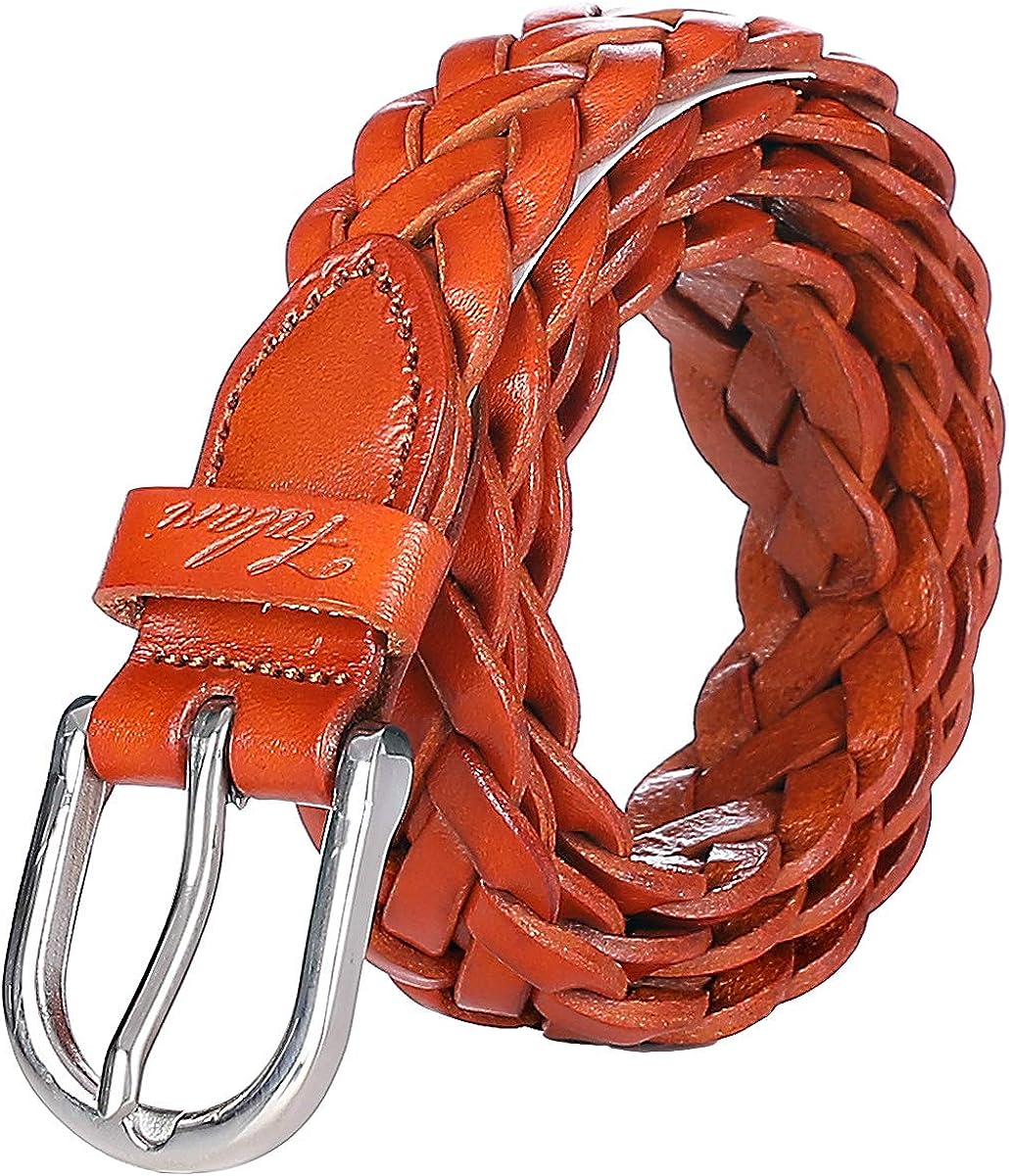 Falari Women's Leather Braided Belt Stainless Steel Buckle 6007-16 Colors