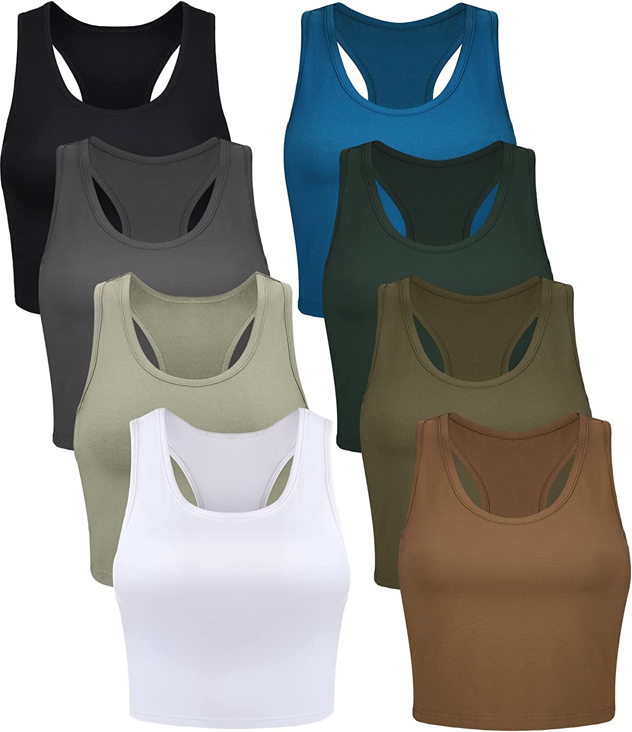Geyoga 8 Pieces Women Basic Crop Tank Tops Sleeveless Racerback Crop Sport  Tank Top for Yoga Running : : Clothing, Shoes & Accessories