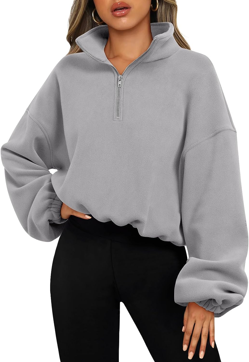 AUTOMET Womens Sweatshirts Half Zip Cropped Pullover Fleece Quarter Zipper  Hoodies Fall outfits Clothes Thumb Hole