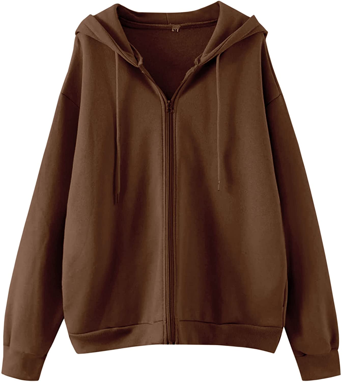 adviicd Fashion Brown Zip Up Hoodie Women Drawstring Pullover