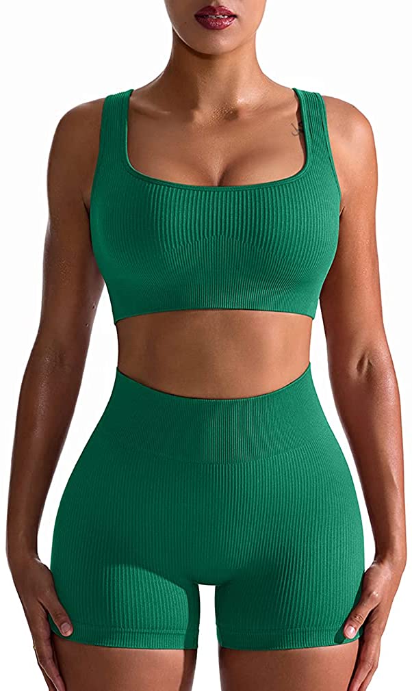  OQQ Workout Outfits for Women 2 Piece Ribbed Yoga Long Sleeve  Crop Tops High Waist Leggings Exercise Set Black : Clothing, Shoes & Jewelry