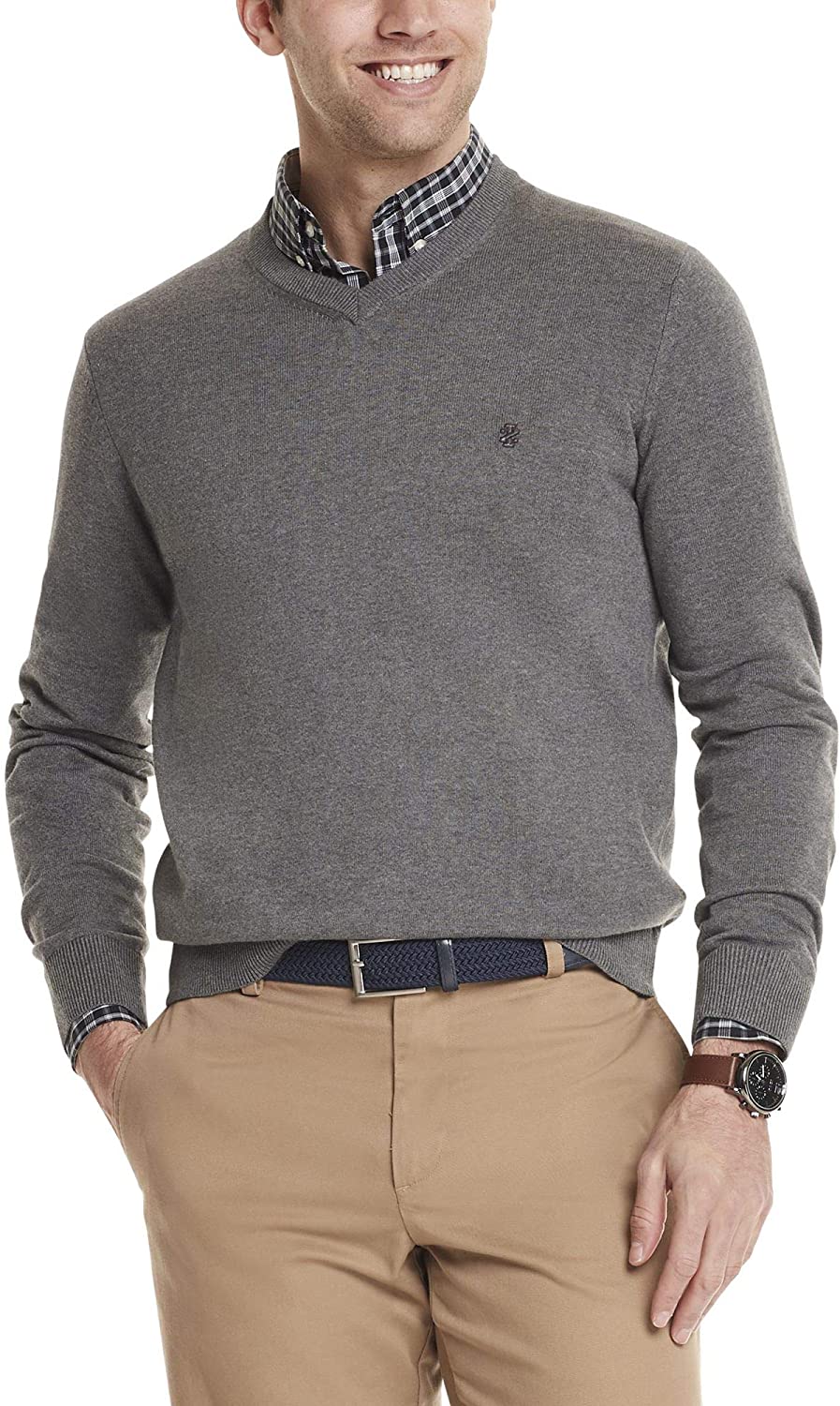IZOD Men's Premium Essentials Quarter Zip Solid 12 Gauge Sweater, Black  GS167, Small at  Men's Clothing store