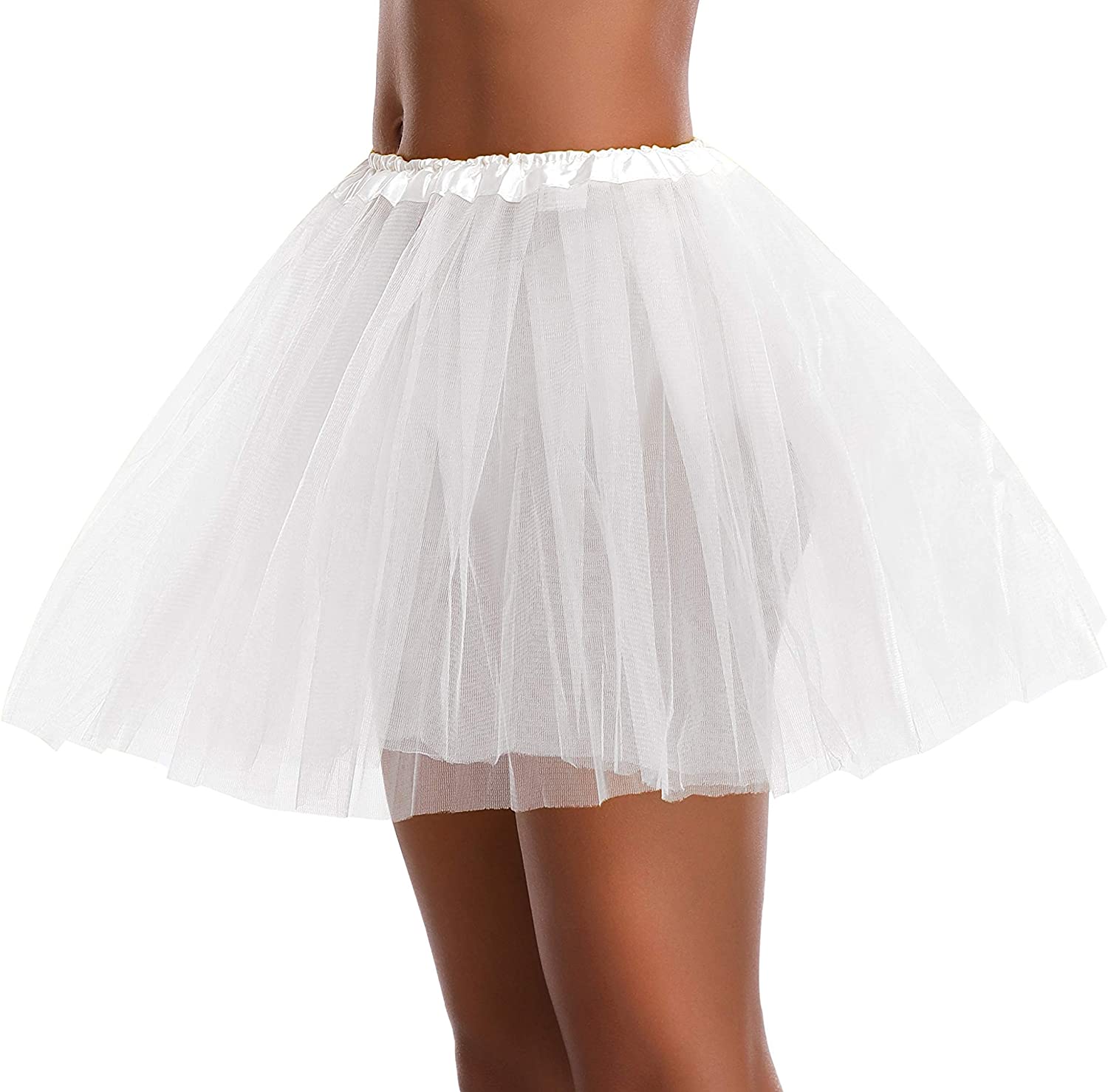 Women's Teen 5 Layered Tulle Tutu Skirt Adult Classic Elastic 3 4 
