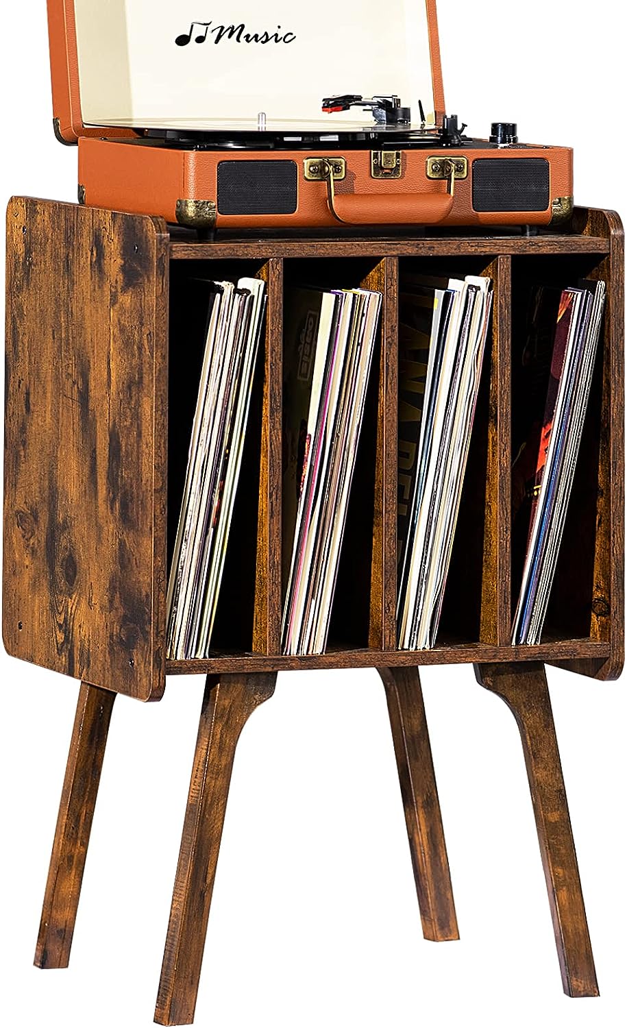 LELELINKY Record Player Stand,Vinyl Record Storage Table with 4 Cabine –  Boho Home Accents, LLC