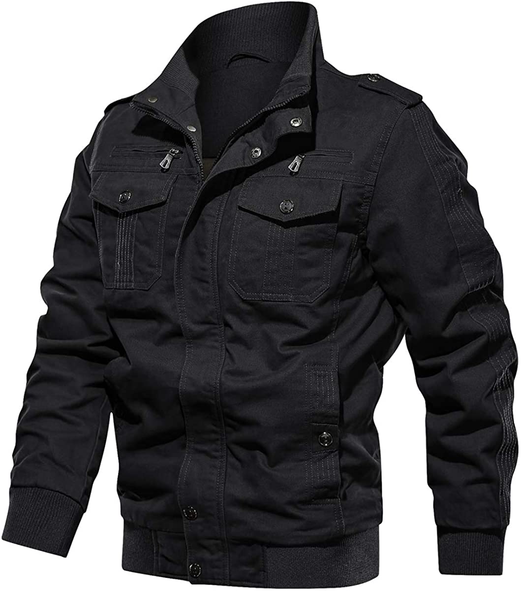 TACVASEN Men's Jacket-Military Casual Cotton Lightweight Full Zip ...