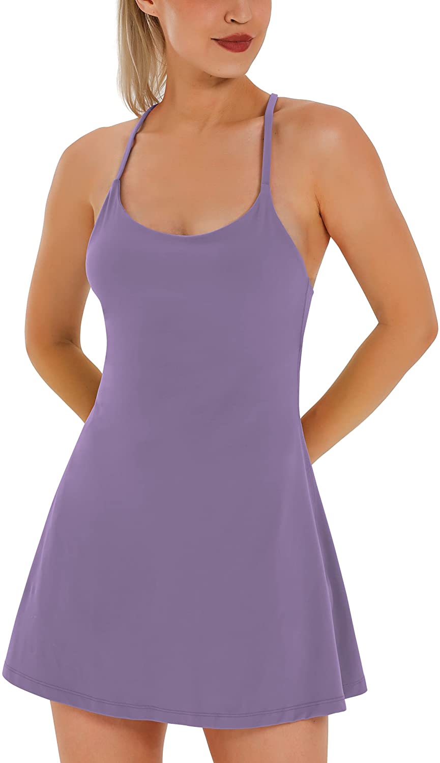 Womens Tennis Dress, Workout Dress with Built-in Bra & Shorts Pockets  Exercise D