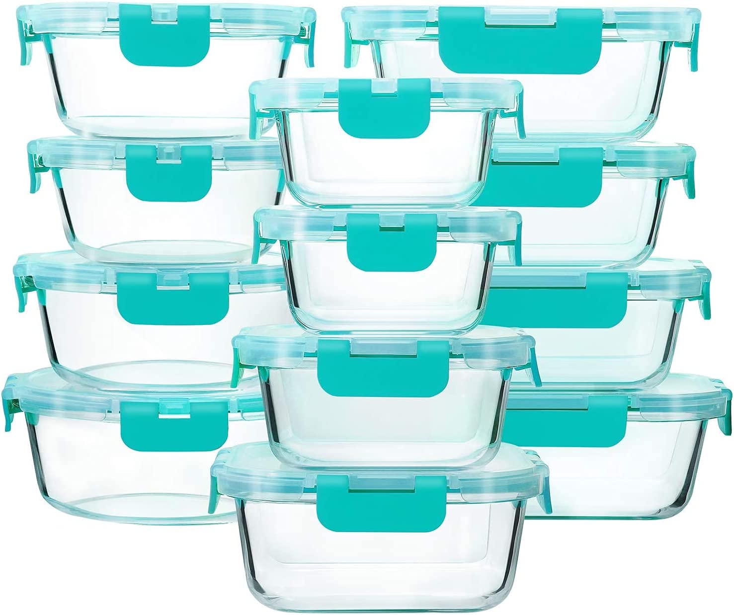 M MCIRCO 24-Piece Glass Food Storage Containers with Upgraded Snap Locking  Lids