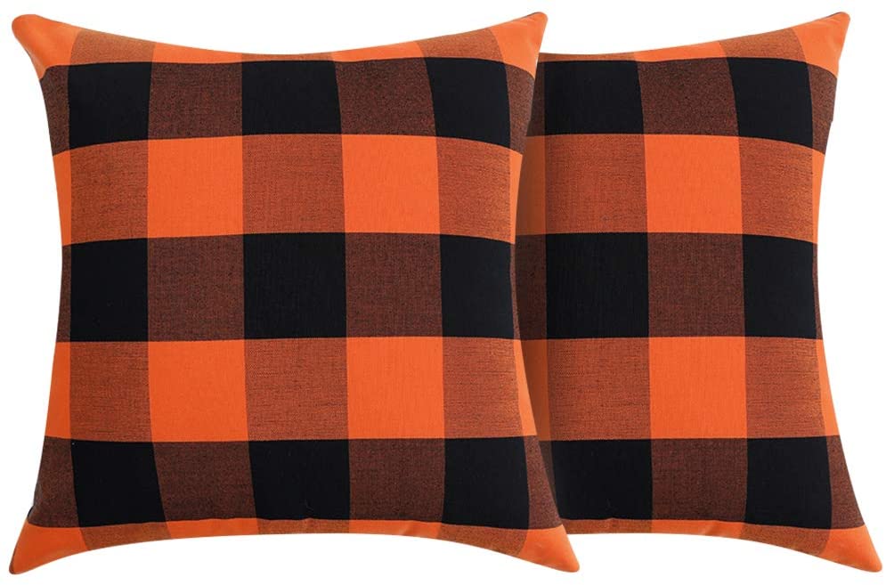 Volcanics Buffalo Check Plaid Throw Pillow Covers Set of 2 Farmhouse Decorative 