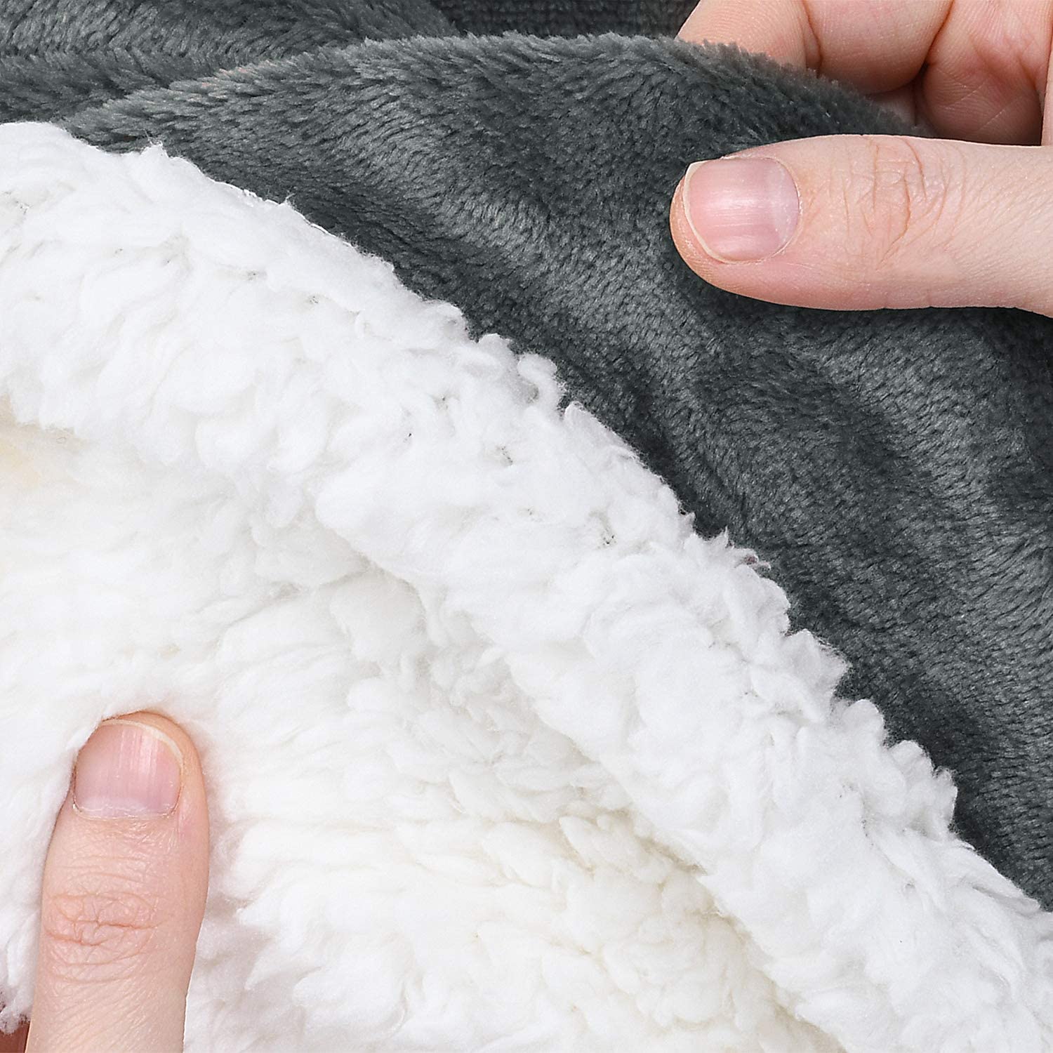 Grey Sherpa Fleece Throw Blanket,Super Soft Mink Plush Couch Blanket,TV Bed Fuzz 