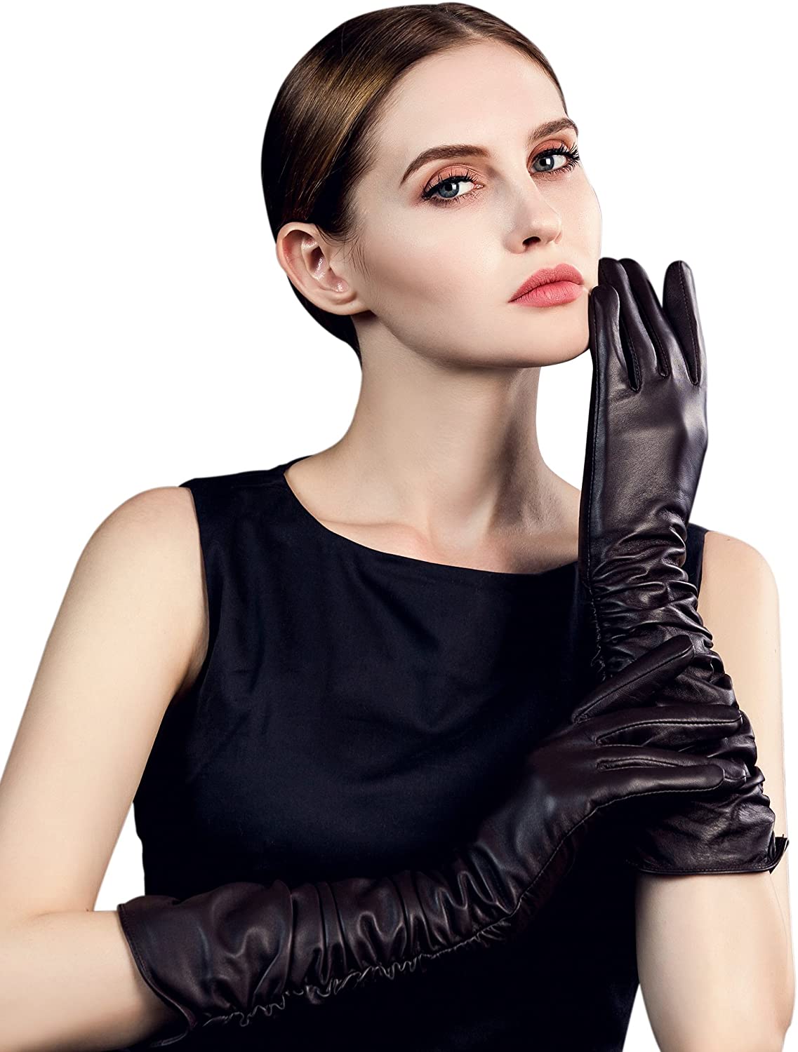YISEVEN Women's Touchscreen Lambskin Leather Long Evening Opera Gloves ...