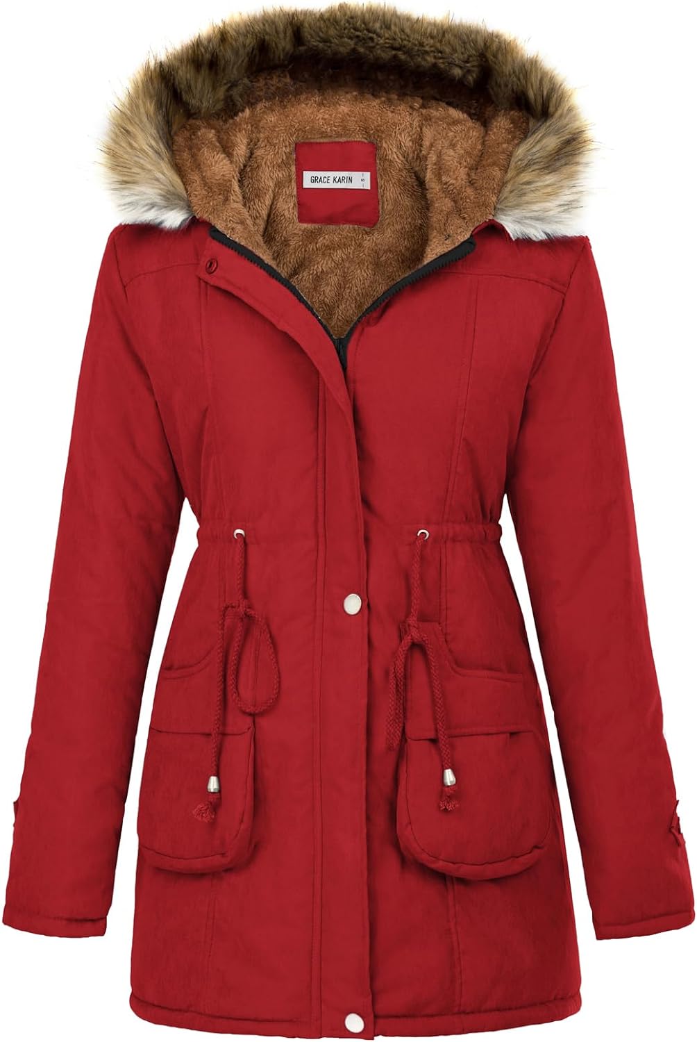 GRACE KARIN Women's Winter Coats Fleece Parkas Anoraks Hooded Military  Jacket Co