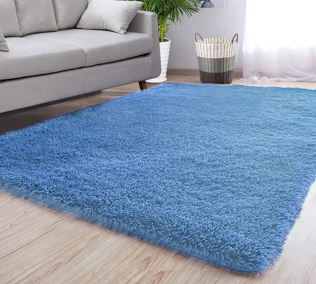 Noahas Super Soft Modern Shag Gray Area Rugs Fluffy Living Room Carpet Comfy Bed 