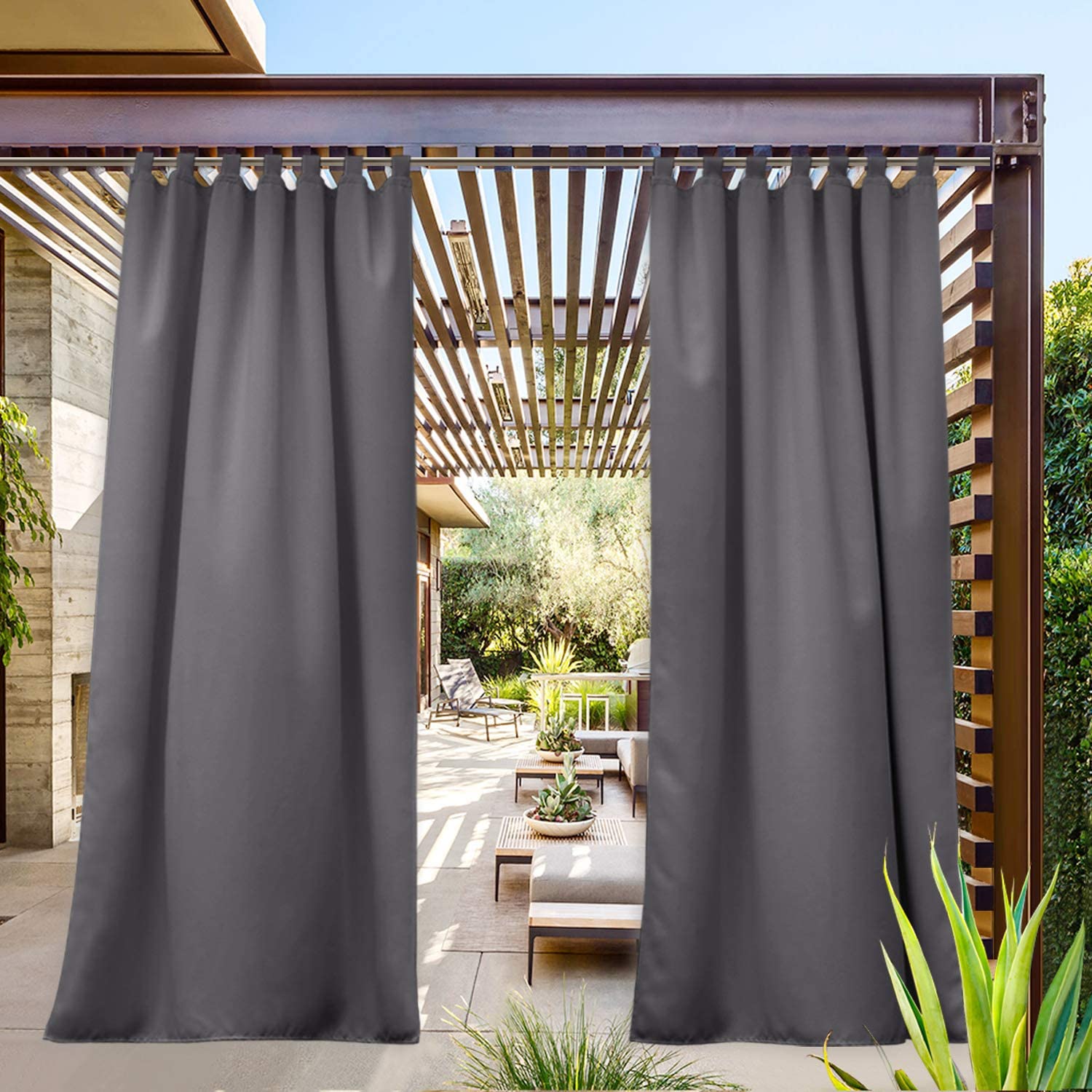 NICETOWN Outdoor Curtain for Patio Waterproof Biscotti Beige Rustproof Grommet Top and Bottom Weighted Outdoor Divider Windproof Thermal Insulated Drape for Balcony / Cabana W100 x L108 1 Panel