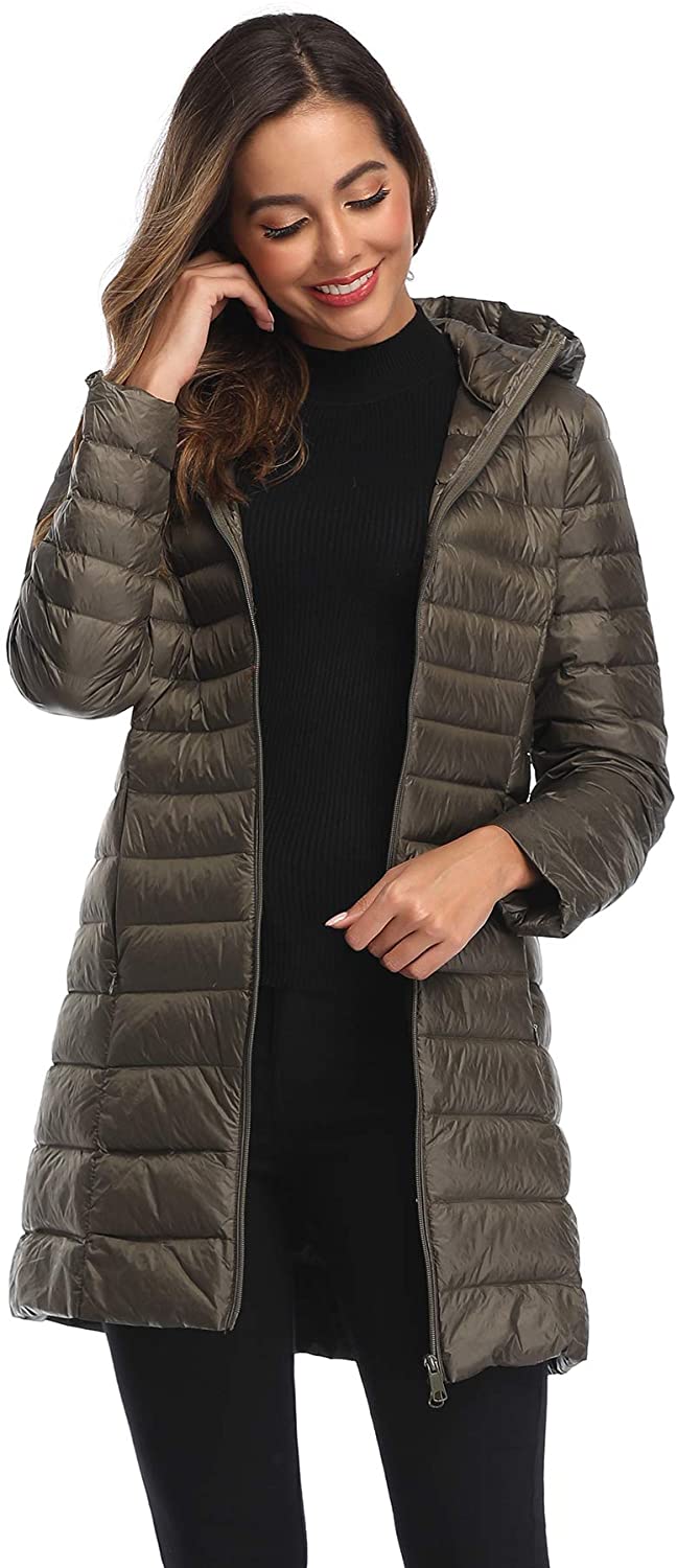 Obosoyo Women's Winter Packable Down Jacket Plus Size Lightweight Long Down Oute | eBay
