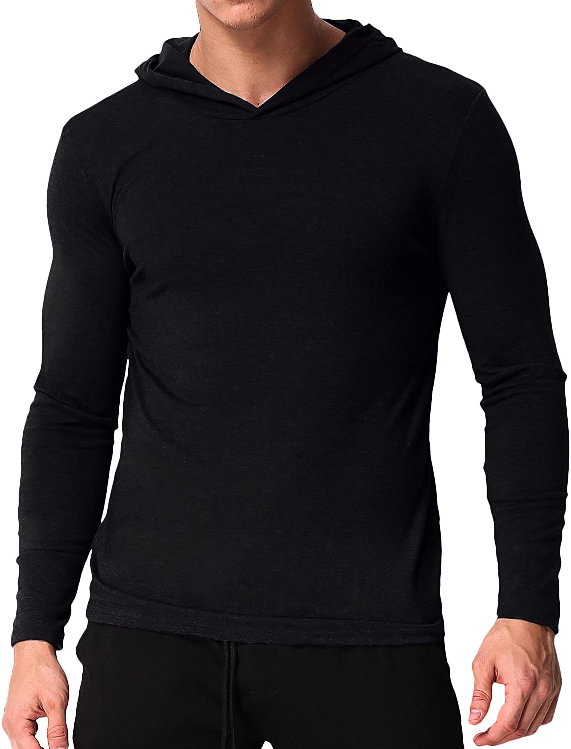MODCHOK Mens Long Sleeve Pullover Hoodies T Shirt Casual Slim Fit Sweatshirt V Neck Tee Tops