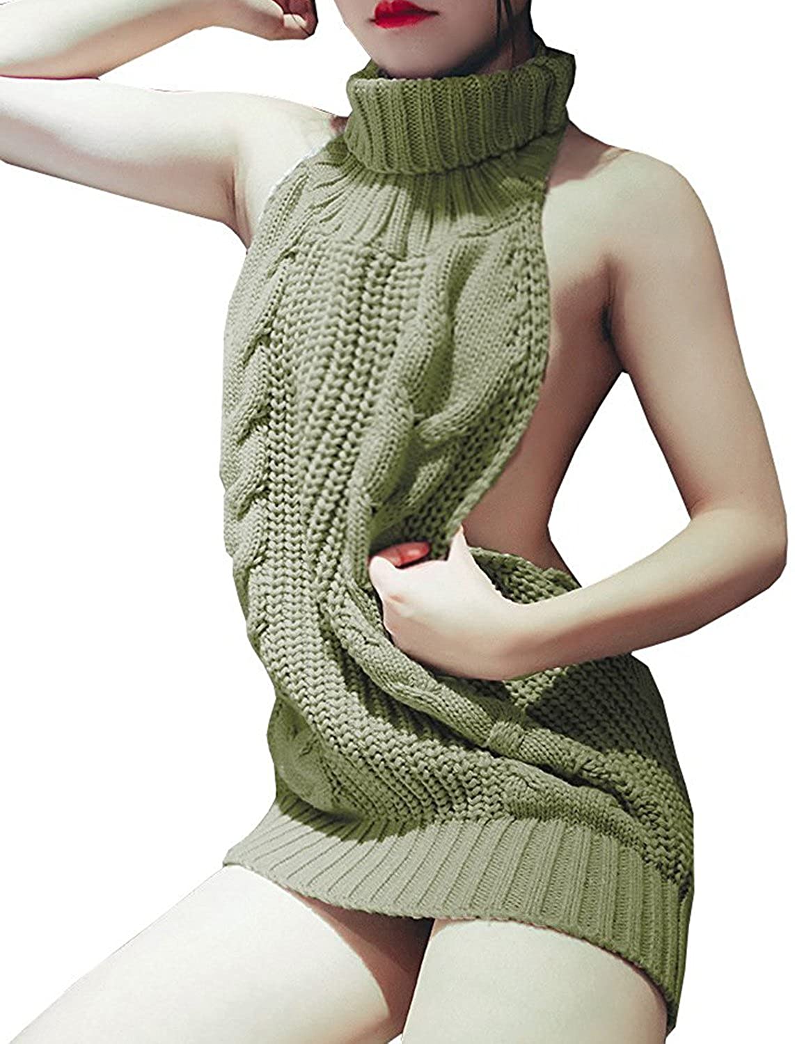 Olens Japan Style Turtleneck Sleeveless Open Back Sweater Anime Cosplay Sweater Ebay