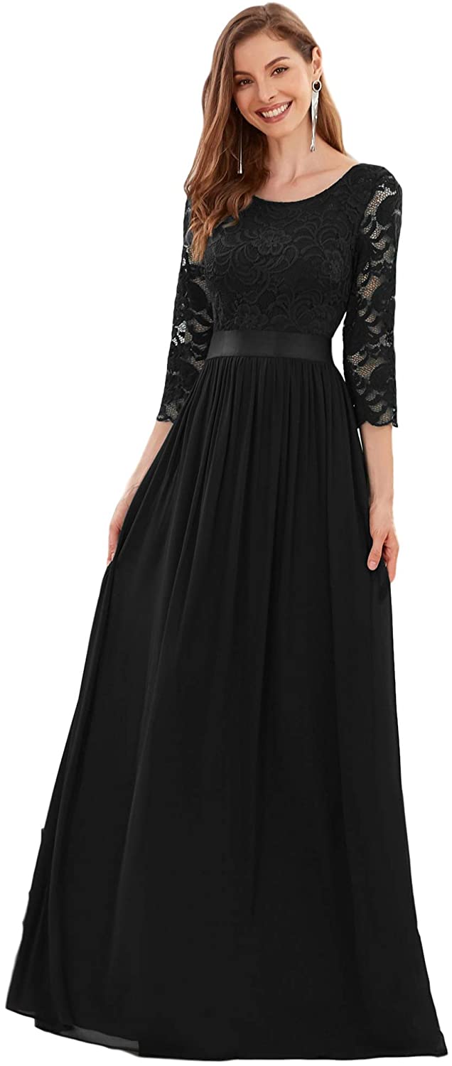 UK Ever-Pretty Lace Formal Long Eveinng Bridesmaid Dress Chiffon Ball Gown 07412 