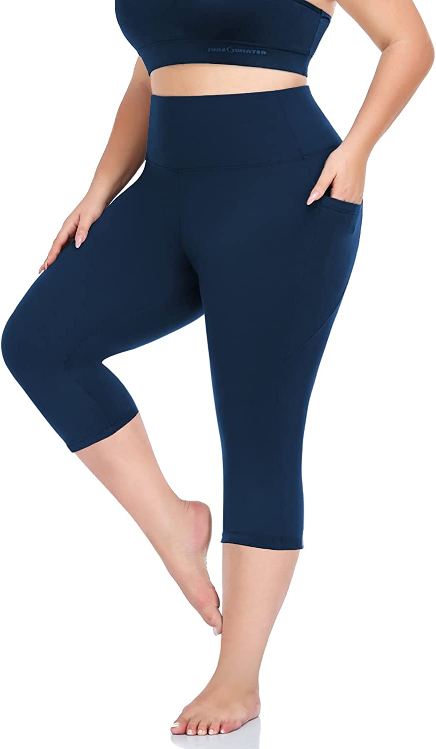  MOREFEEL Capri Plus Size Leggings for Women with Pockets-Stretchy  XL-4XL Tummy Control High Waist Workout Black Yoga Pants : Clothing, Shoes  & Jewelry