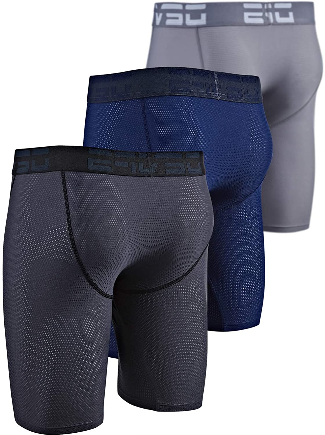 DEVOPS Men's Perfomance Cool Dry Mesh Underwear Boxer Trunk 9-inch ...