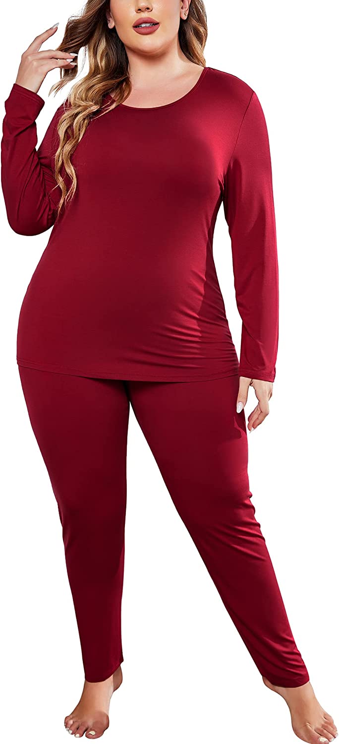 IN'VOLAND Women's Plus Size Long Johns Sets 2 Pcs Base Layer Sets Thermal  Underw