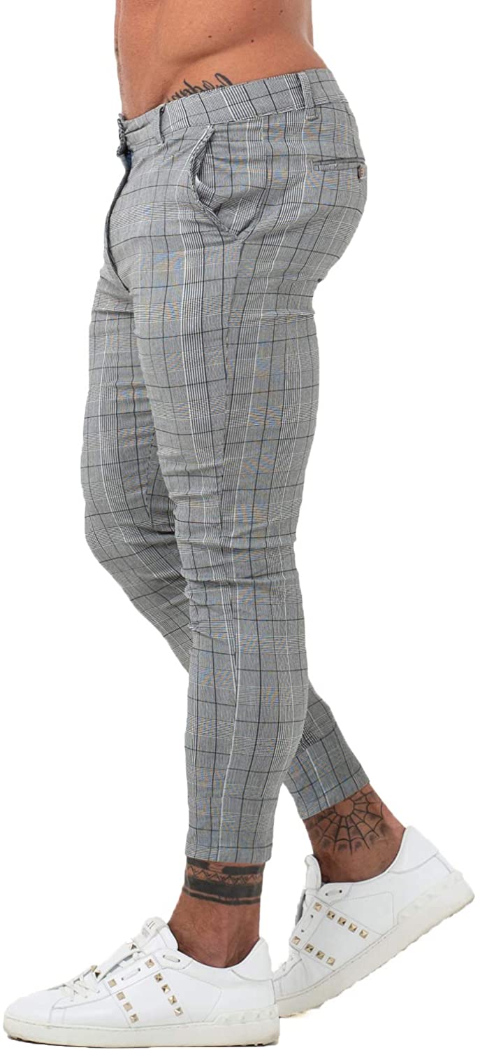 CANGHPGIN Mens Plaid Stretch Dress Pants Slim Fit Skinny Chino Pants  Tapered Men Checkered Business Casual Pants Grey at Amazon Men's Clothing  store