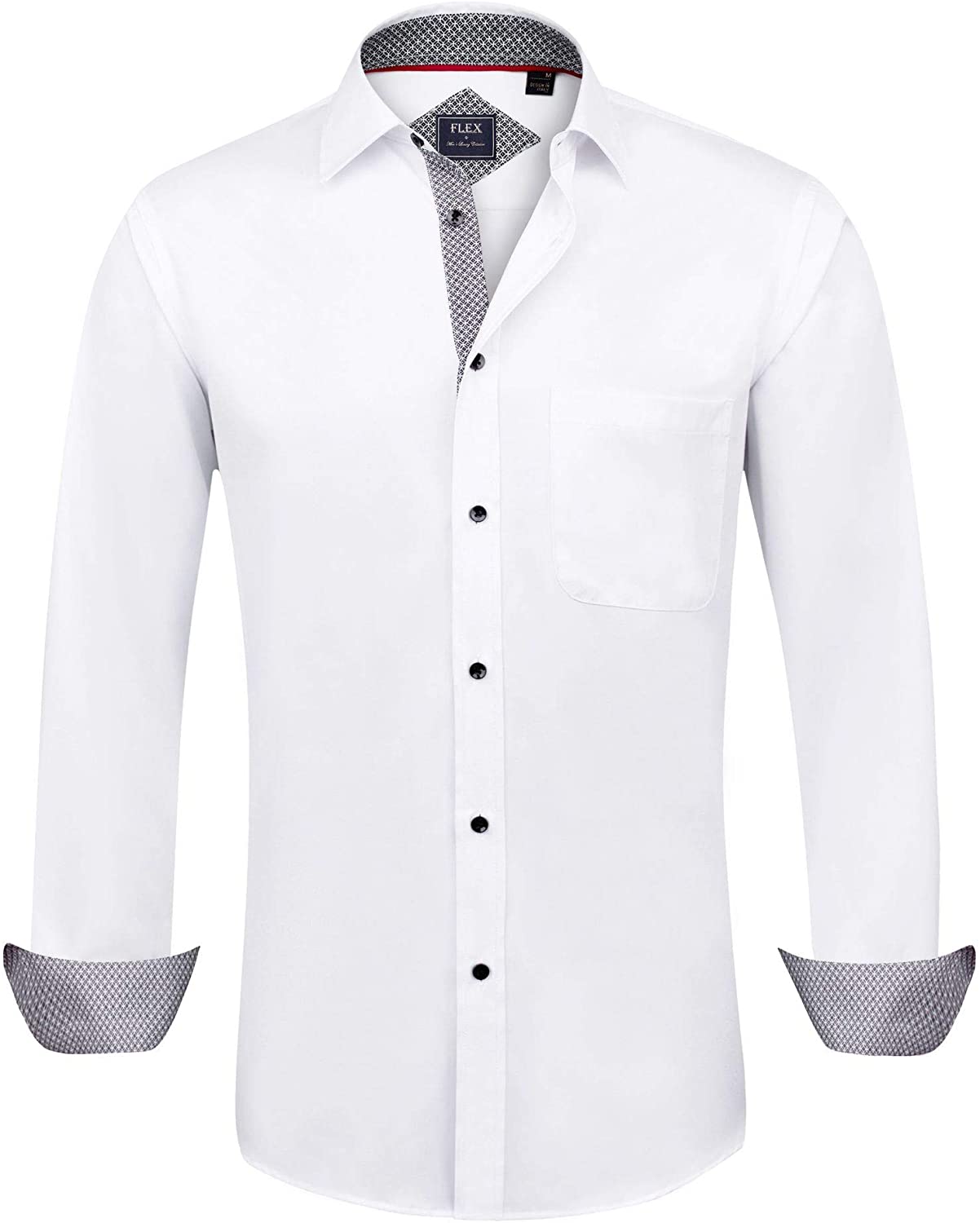 Alimens & Gentle Design Solid Color Regular Fit Long Sleeve Dress Shirts 