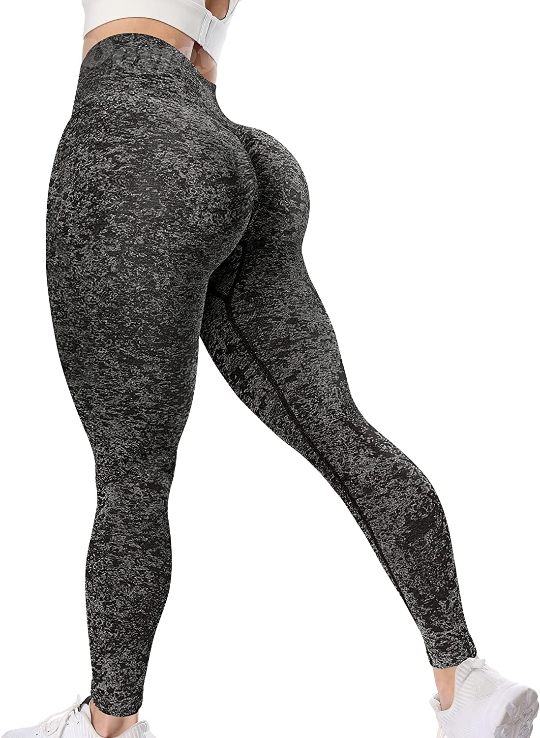 VOYJOY Women Scrunch Butt Lifting Seamless Yoga Leggings High Waist Pants  Tummy Control Vital Runched Booty Compression Tight, #0 Contour White Grey,  Small : Buy Online at Best Price in KSA 