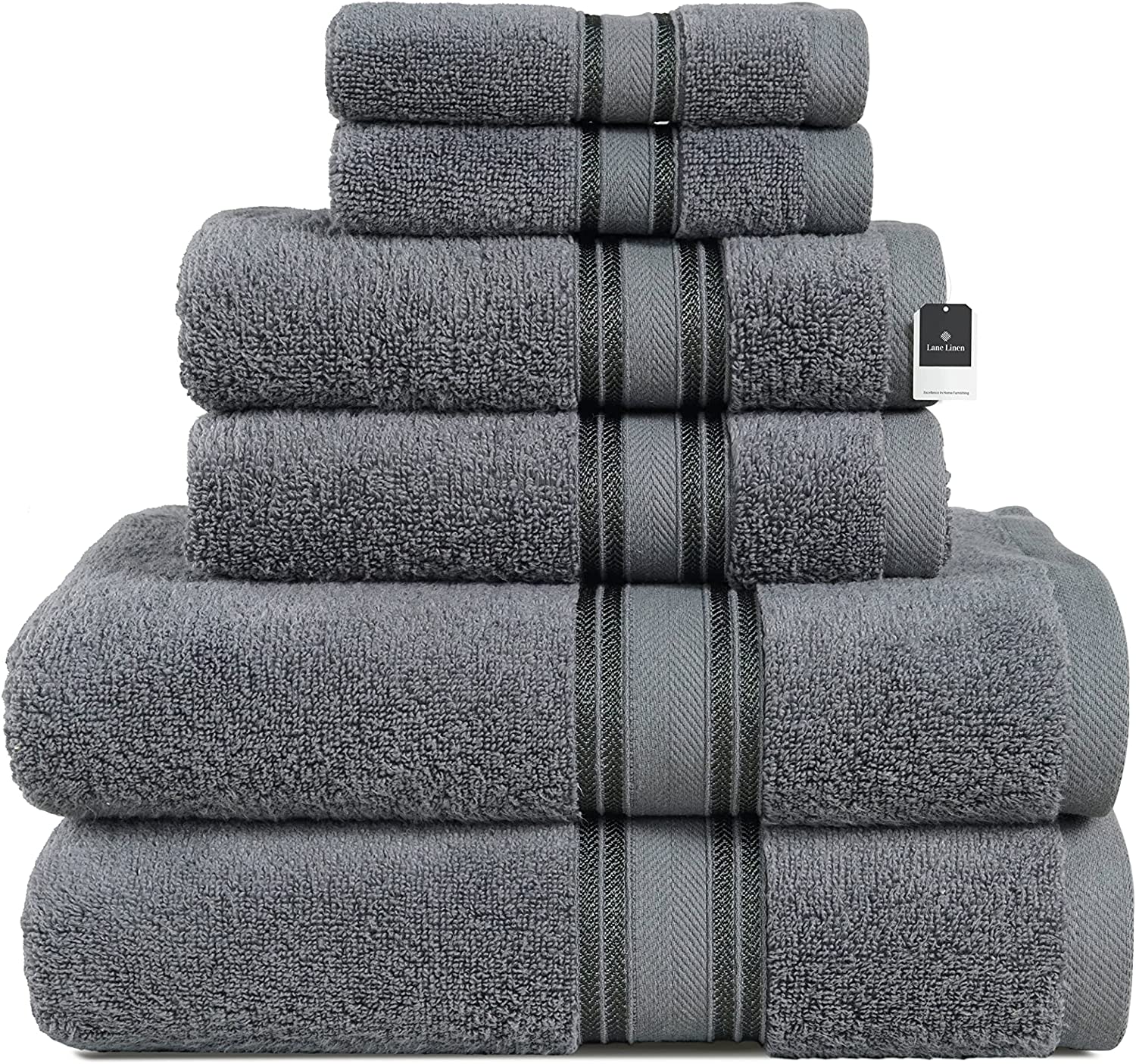 LANE LINEN 100% Cotton Bath Towels for Bathroom Set-Space Grey Bath Towel  Set, 2