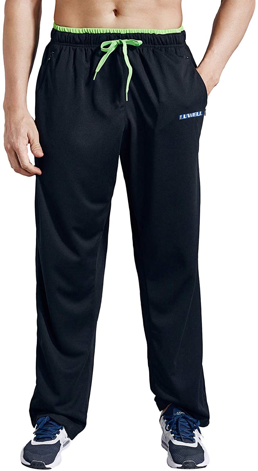Workout Training LUWELL PRO Men's Sweatpants with Pockets Open Bottom Athletic Pants for Jogging Gym Running 