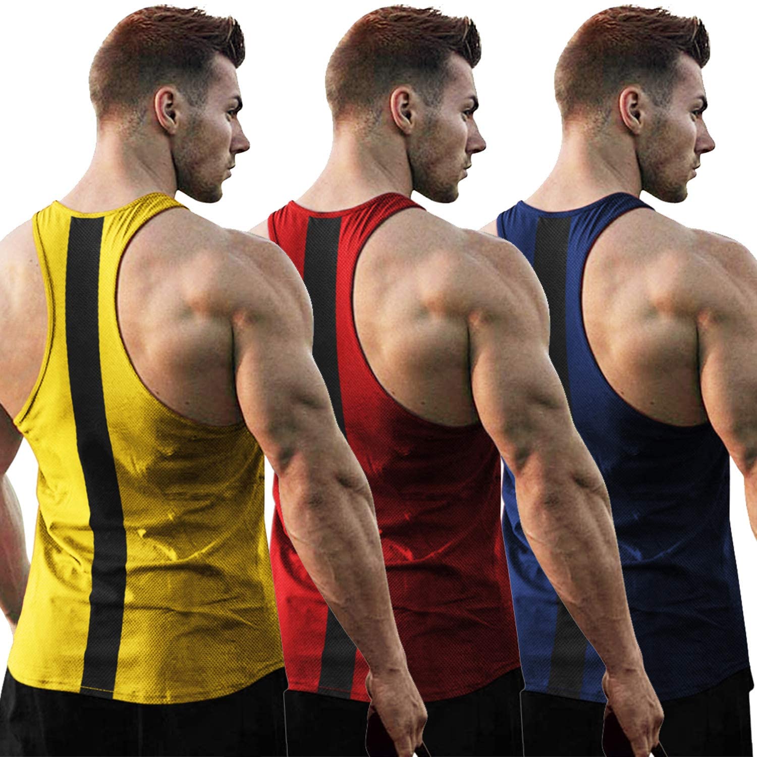 COOFANDY Mens 3 Pack Gym Tank Tops Y-Back Workout Muscle Tee Sleeveless Fitness Bodybuilding T Shirts 