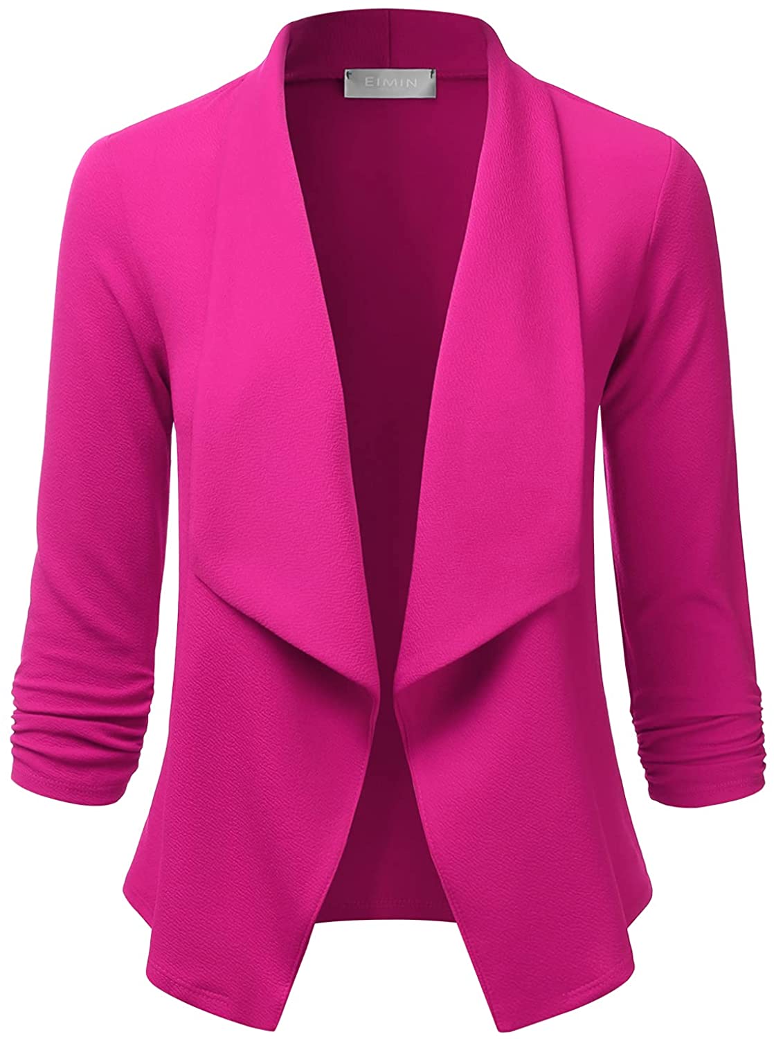 S-3XL EIMIN Women's 3/4 Sleeve Blazer Open Front Office Work Cardigan Jacket 