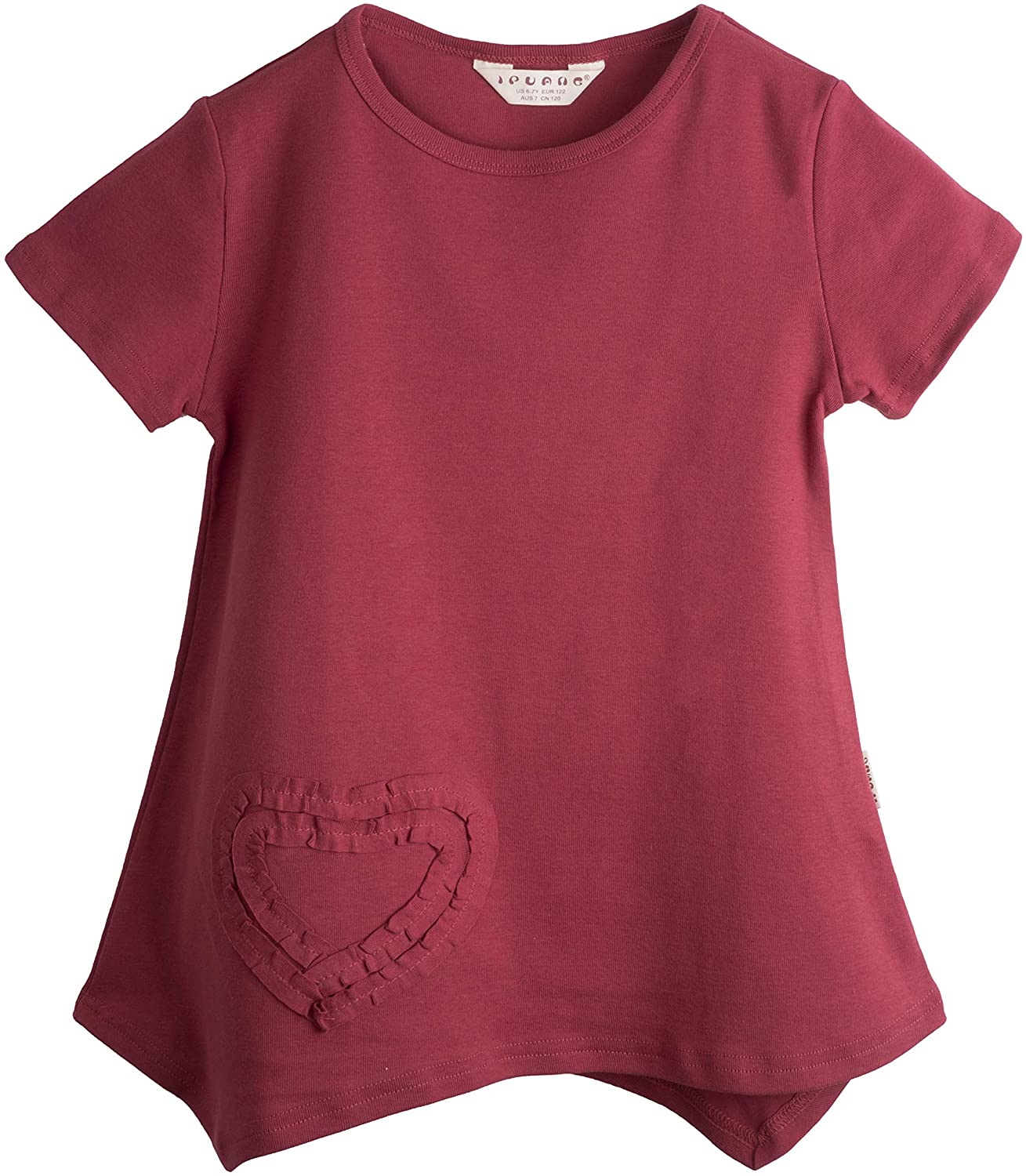 Ipuang Girls Heart Shaped Casual Cotton Cap Sleeve Tee T Shirt Top 