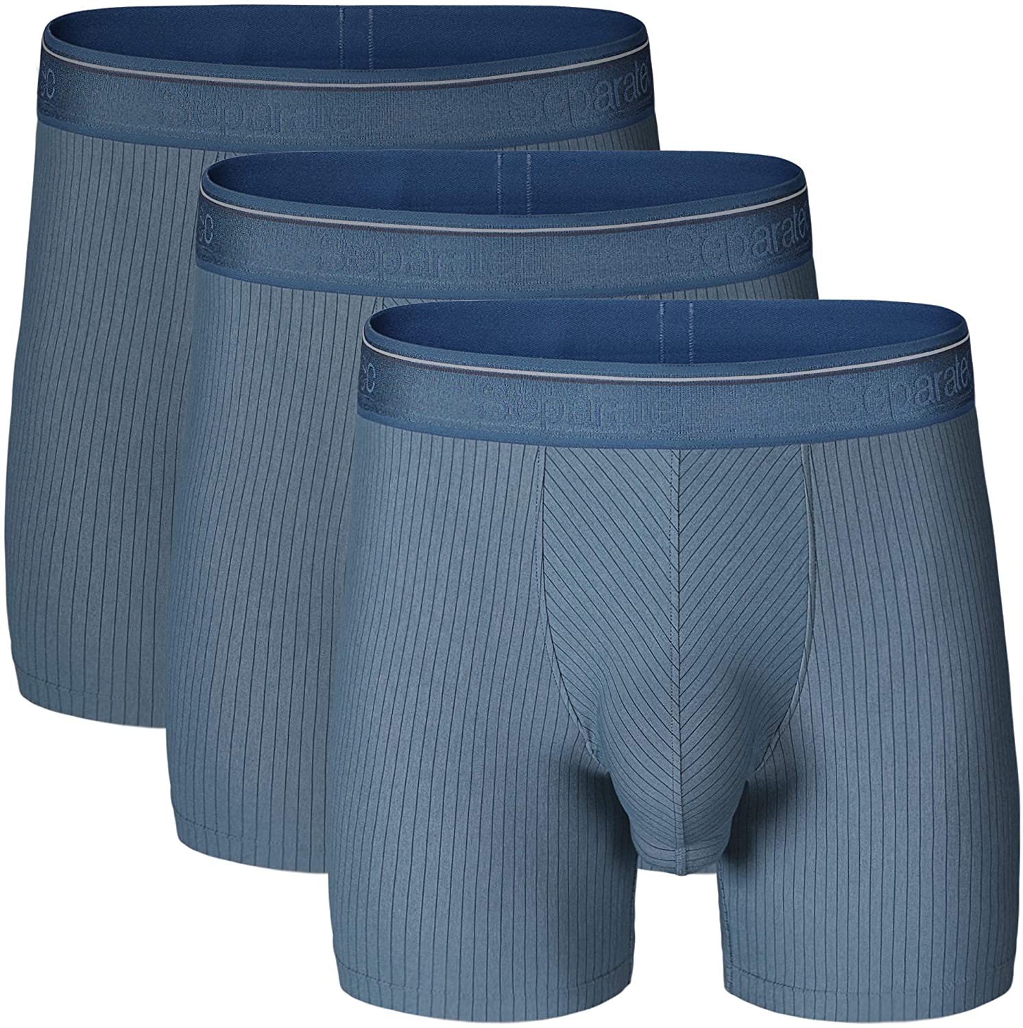 Separatec Men's Underwear Stylish Striped Pattern Smooth Cotton Boxer Briefs 3 Pack 