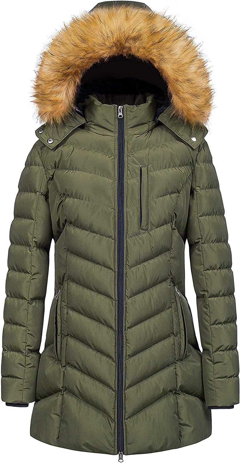CREATMO US Women's Winter Hooded Coat Waterproof Warm Long Puffer